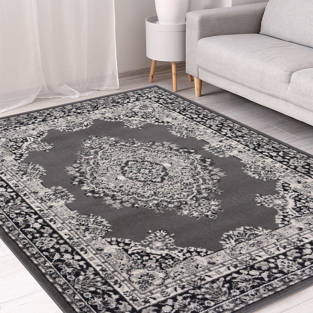 Maestro Traditional Vintage Medallion Rugs in Grey